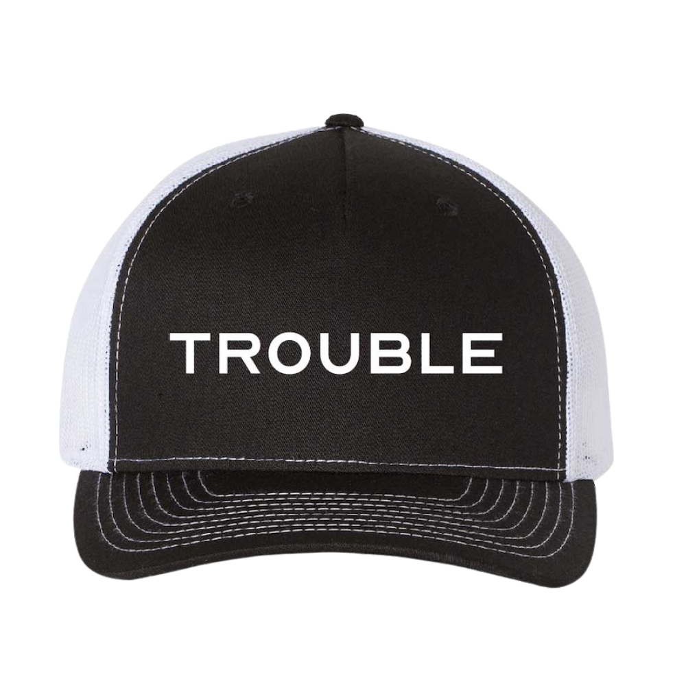 Trouble Black & White Hat Front